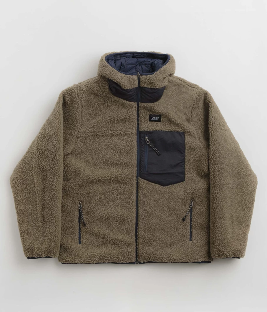 Taion Men's Reversible Down Hooded Jacket with Boa Closure System