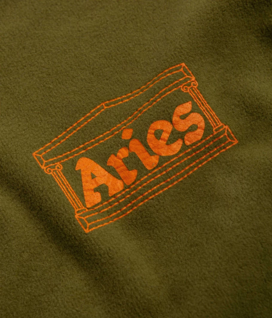 Aries Men's Reverse Fleece Temple Crewneck Sweatshirt - Soft Vintage Style Pullover