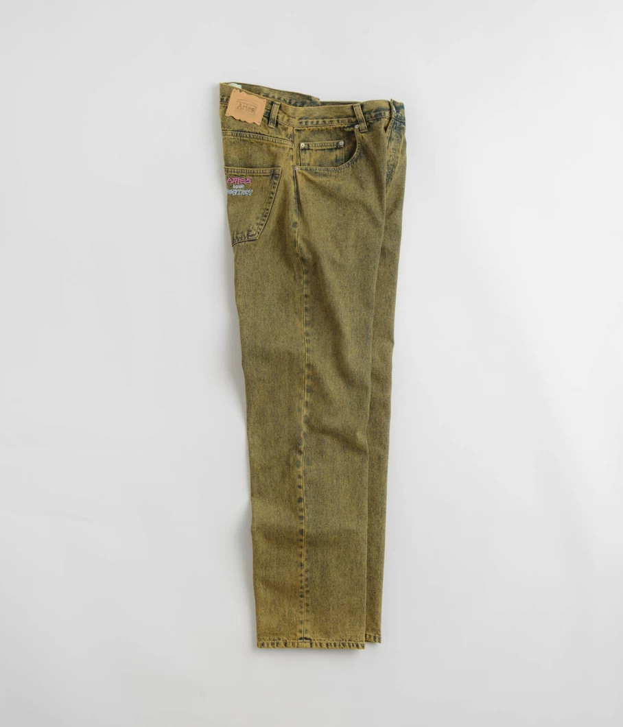 Aries Men's Acid Wash Distressed Batten Jeans - Vintage Style Denim Pants