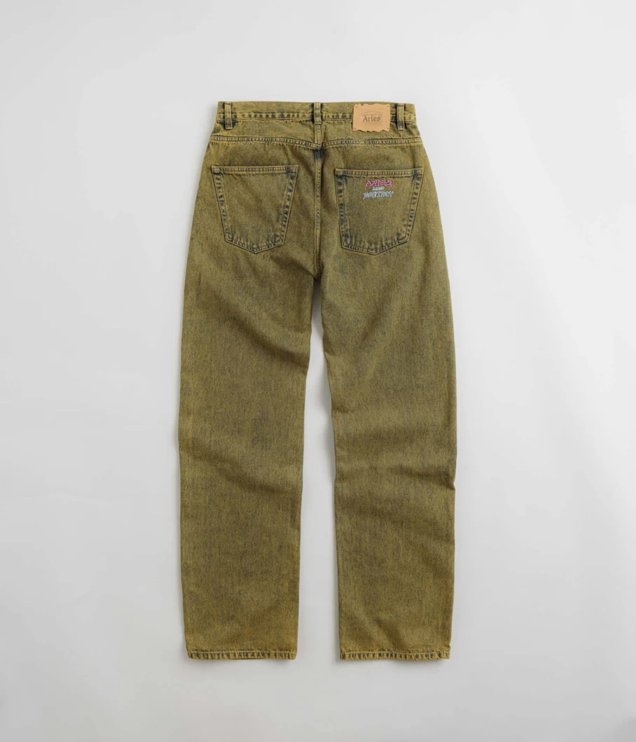 Aries Men's Acid Wash Distressed Batten Jeans - Vintage Style Denim Pants