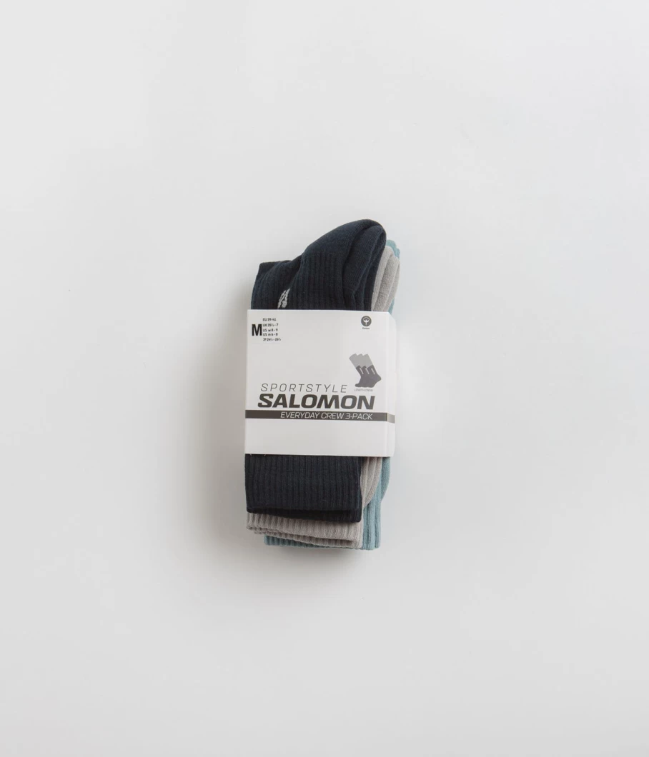 Salomon Men's Everyday Crew Socks 3-Pack - Durable Athletic Socks for Running & Daily Wear